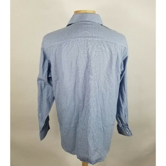 Calvin Klein 16 x 34/35 Blue Mini Check Long Sleeve Dress Shirt - Picture 3 of 5